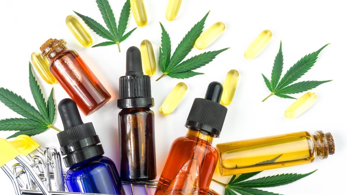 different cbd tinctures and softgels