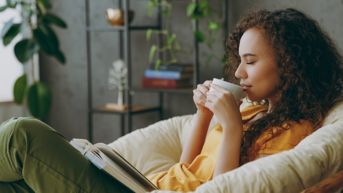woman sipping cbd infused tea